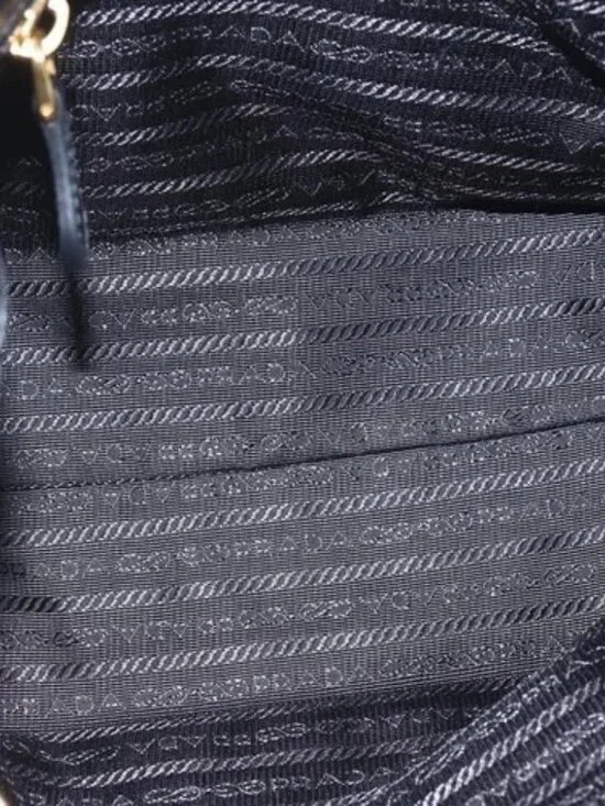 PRADA Hand Bag Leather Black Gold Auth 168382 - Picture 10 of 16